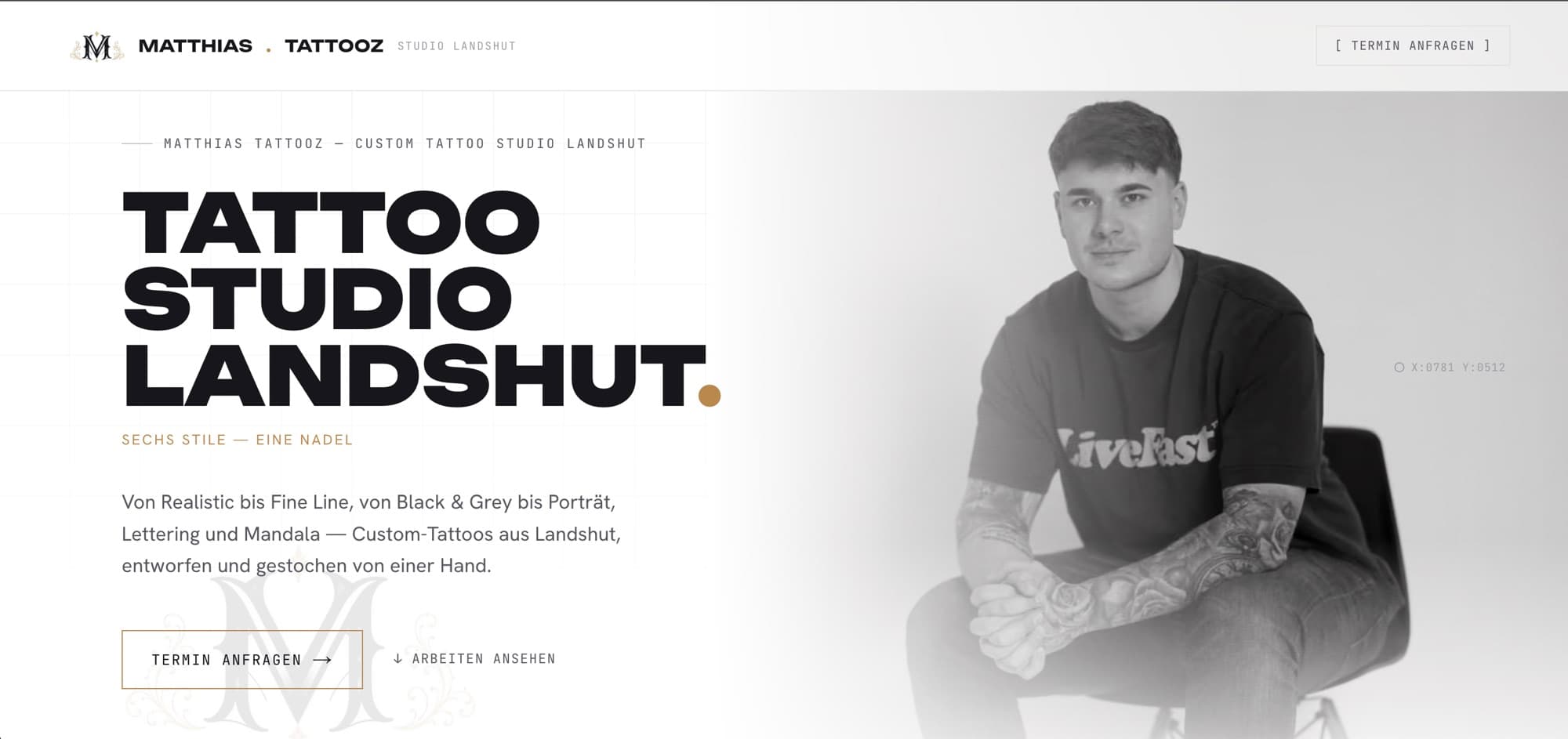 Website von Matthias Tattooz, Tattoo-Studio, Landshut