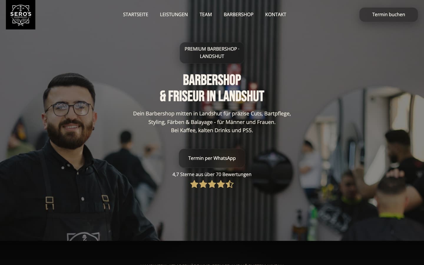 Website von Sero's Barbershop, Barbershop, Landshut